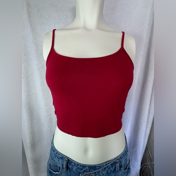 Shein Red Crop Top Cami Tank Top Sleeveless‎ Casual Basic Size M - Picture 1 of 3